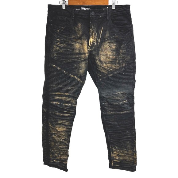 Jordan Craig Other - Jordan Craig Aaron Men's Black Streetwear Jeans 38x32 Gold Splatter Distressed